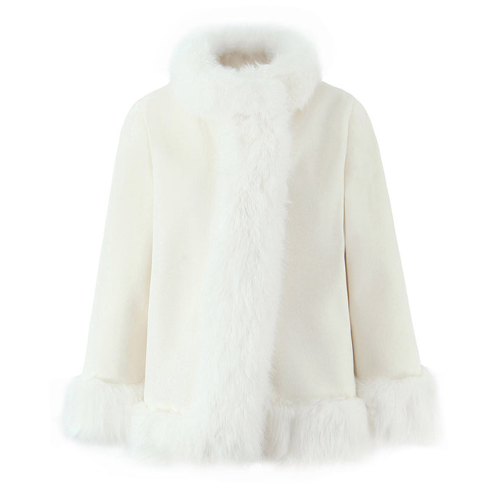 Ladies elegant short jacket with faux fur trim Lune London