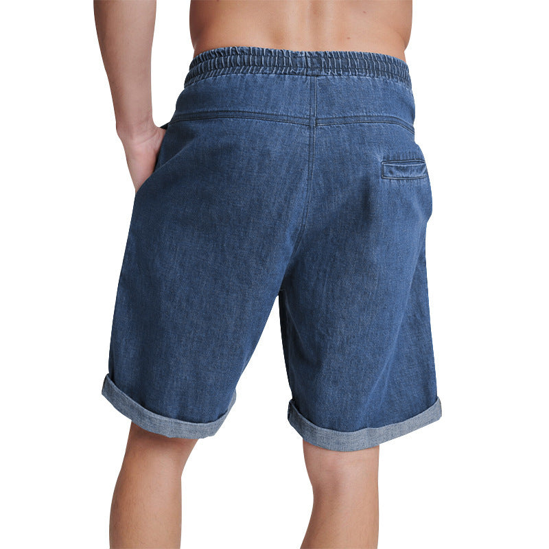 Casual denim shorts for men with elastic waistband and drawstring Lune London