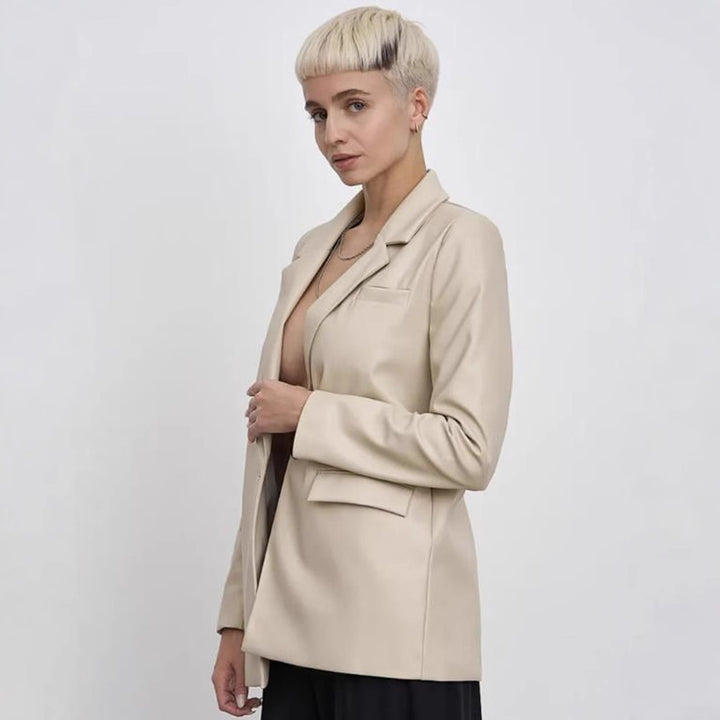 Minimalist and stylish synthetic leather blazer for women Lune London