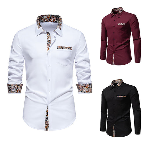 Classic long sleeve shirt for men with a modern paisley pattern Lune London