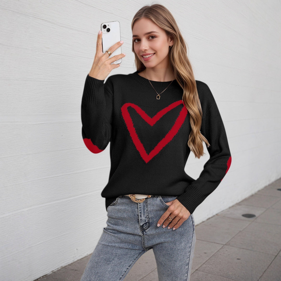 Pull en tricot pour femmes avec motif en cœur et coupe décontractée Chic & Stil