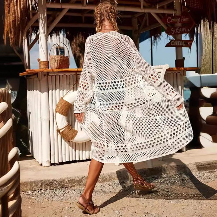 Women's cardigan with artistic crochet pattern and airy cut Lune London