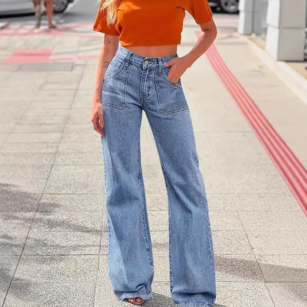 Women's wide-cut jeans with frayed hem Lune London