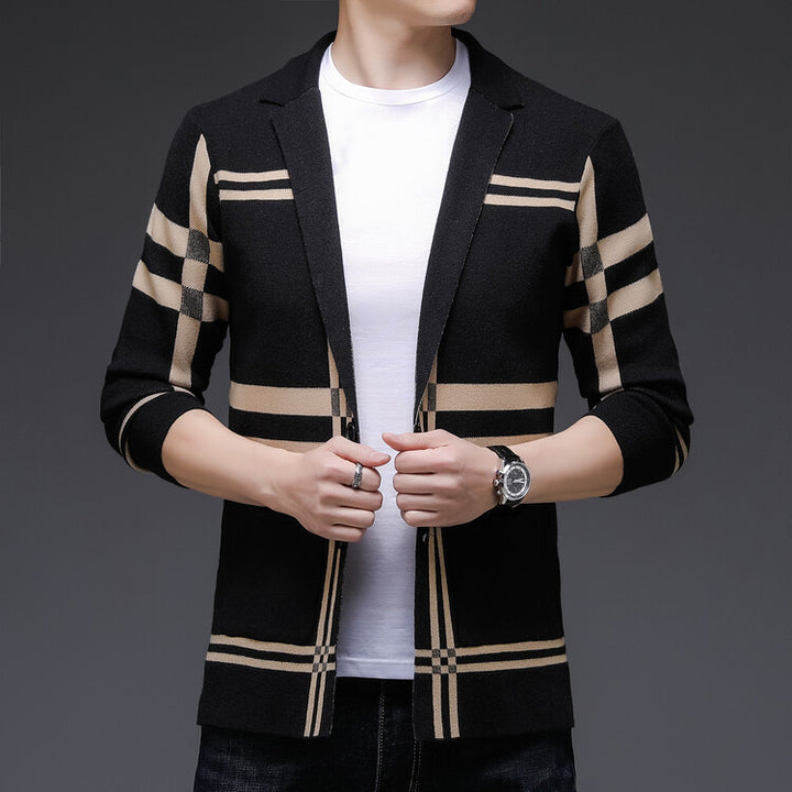 Fashion knit jacket for men with an elegant checkered pattern Lune London