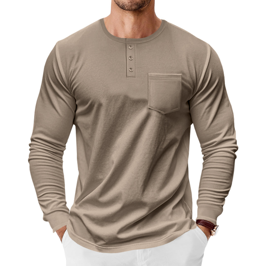 Men's long sleeve Henley shirt with trendy cut and practical chest pocket Lune London