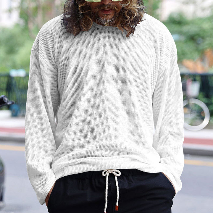 Casual long sleeve structured t-shirt for men with side slits Lune London