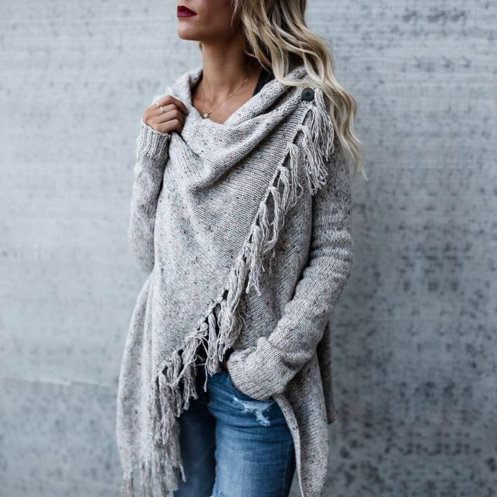 Poncho cocoon pour femme avec franges Chic & Stil