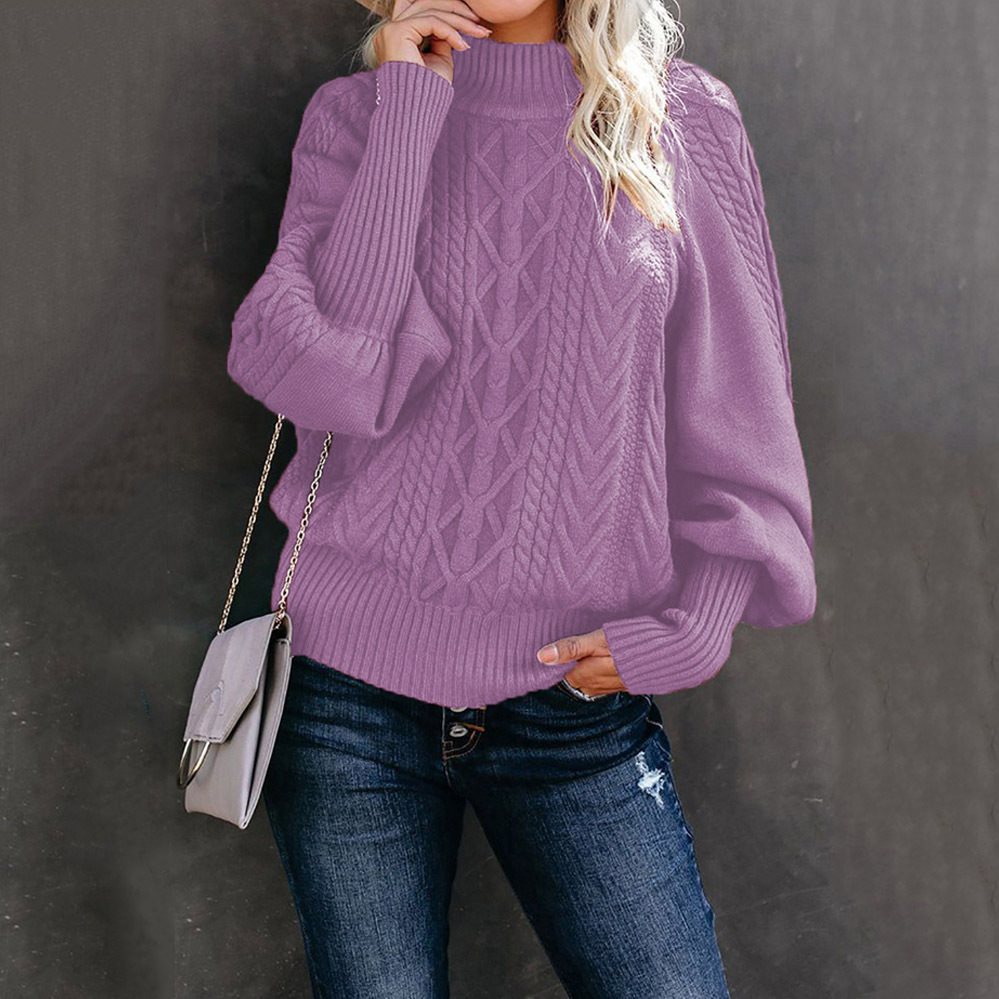 Knitted pullover for women with a high collar and voluminous sleeves Lune London