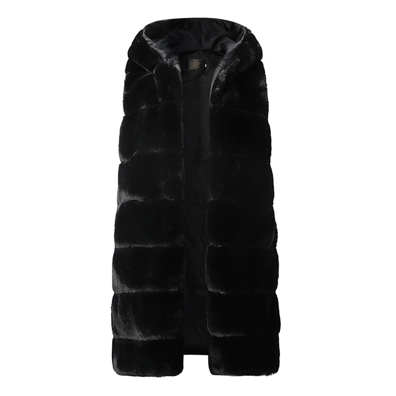 Ladies trendy hooded coat in faux fur Lune London