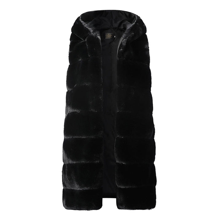 Ladies trendy hooded coat in faux fur Lune London