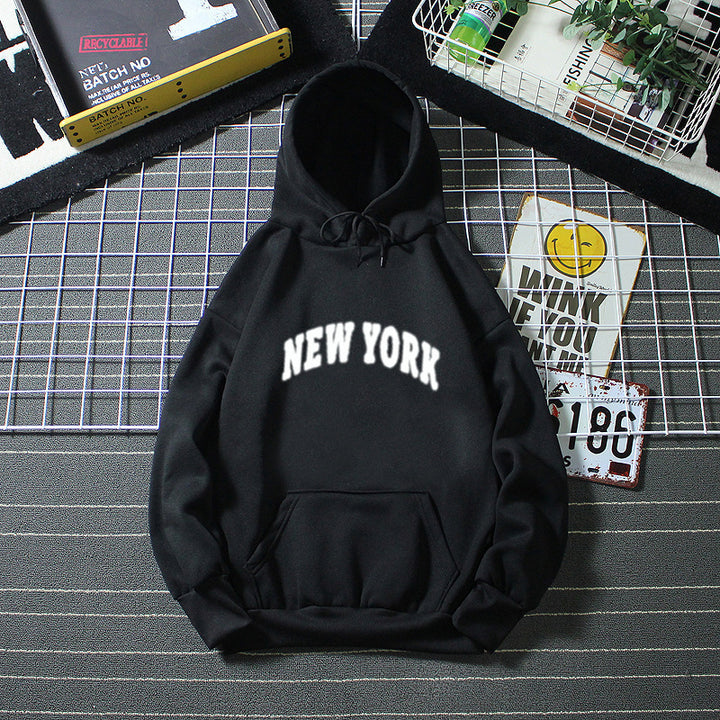 Women's Hooded Sweatshirt with Modern New York Lettering Chic & Stil