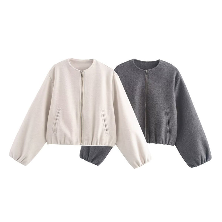 Short wool jacket for women with zipper Lune London