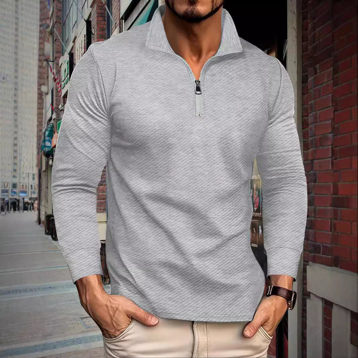 Functional long sleeve pullover for men with half-zip and innovative structural design Lune London