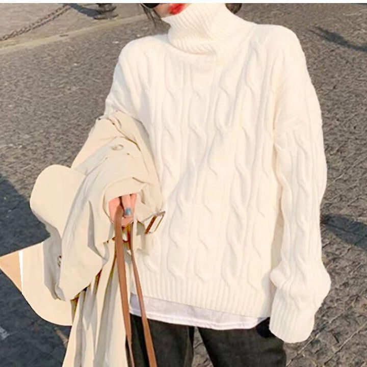 Knitted sweater for ladies with high collar Lune London