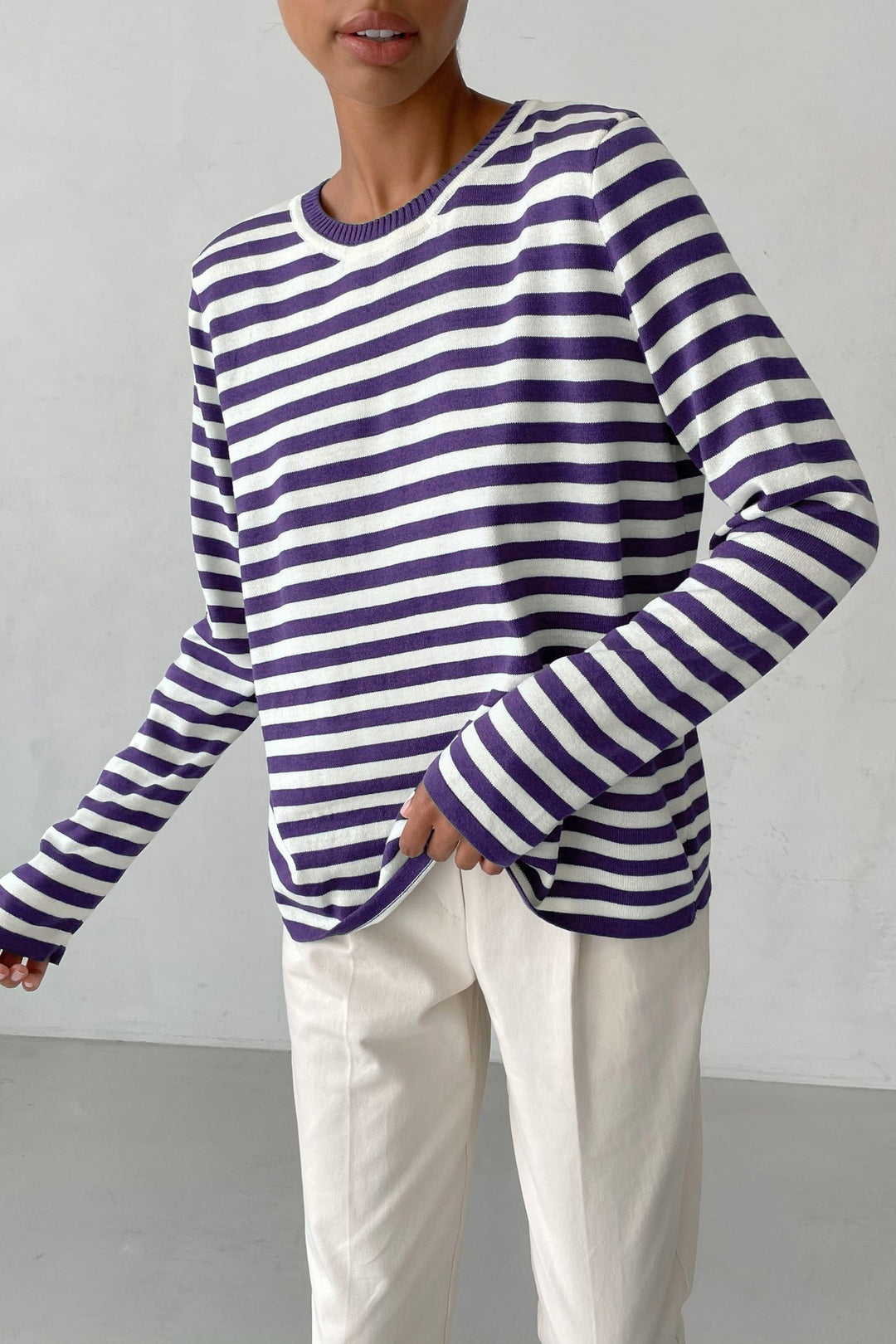 Striped long-sleeve T-shirt for women Lune London