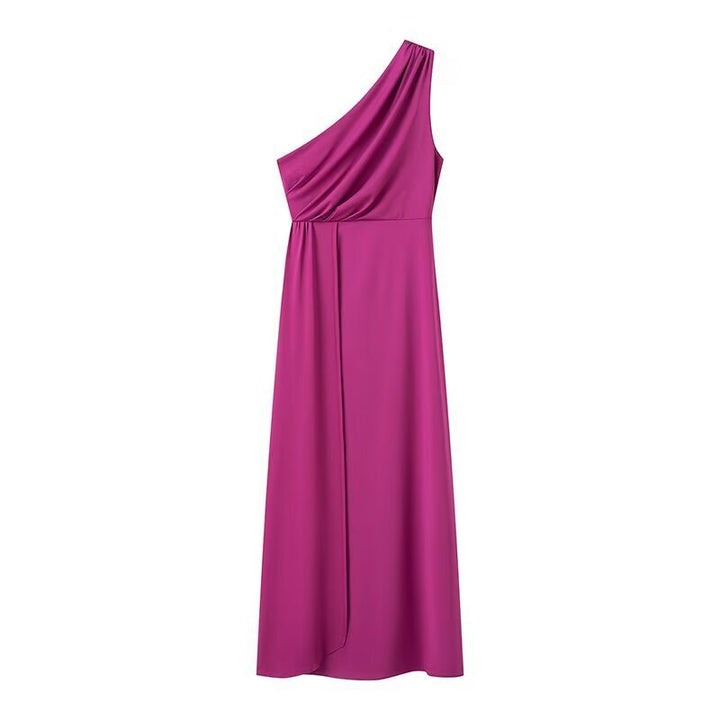Maxi dress for women with asymmetrical sleeve design and elegant draping Lune London