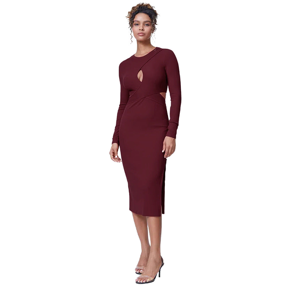 Robe midi élégante pour femmes avec des détails découpés moulants Chic & Stil