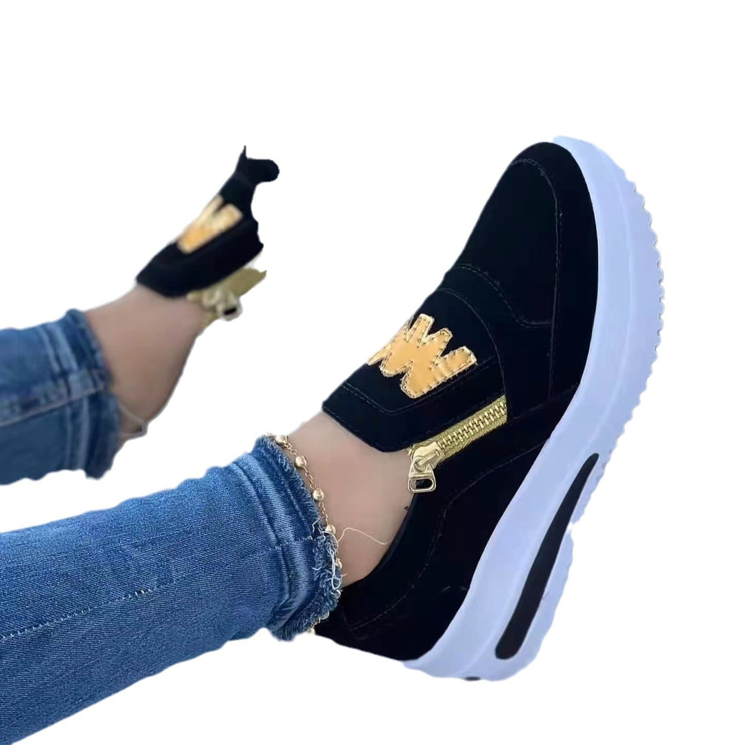 Slip-on sports sneakers for women with gold accents Lune London