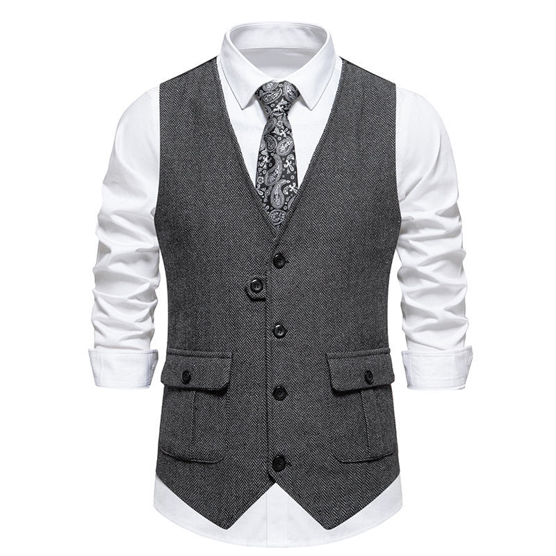 Elegant men's vests in herringbone design with practical pockets Lune London