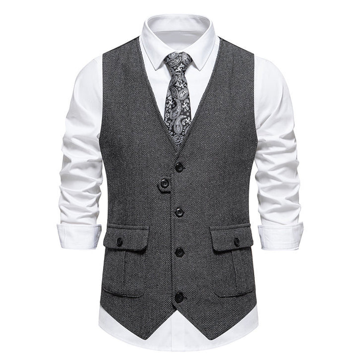 Elegant men's vests in herringbone design with practical pockets Lune London