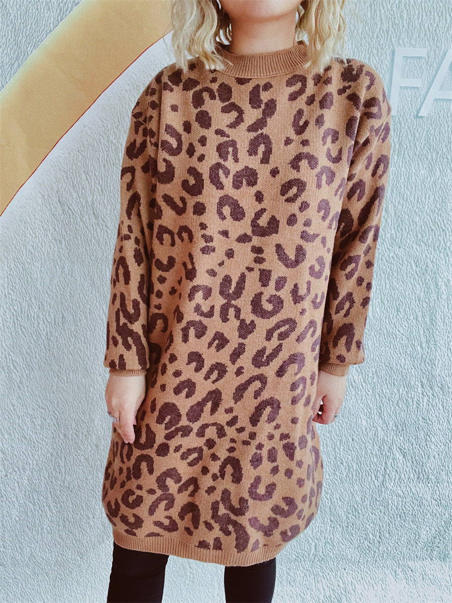 Lune London | Women's Chunky Knit Dress in Modern Leopard Pattern