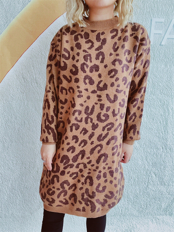 Lune London | Women's Chunky Knit Dress in Modern Leopard Pattern