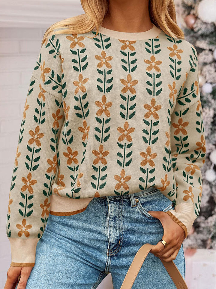 Women's knitted jacket with floral design and button details Lune London