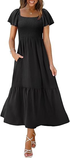 Maxi dress for women with thin straps and voluminous ruffles Lune London