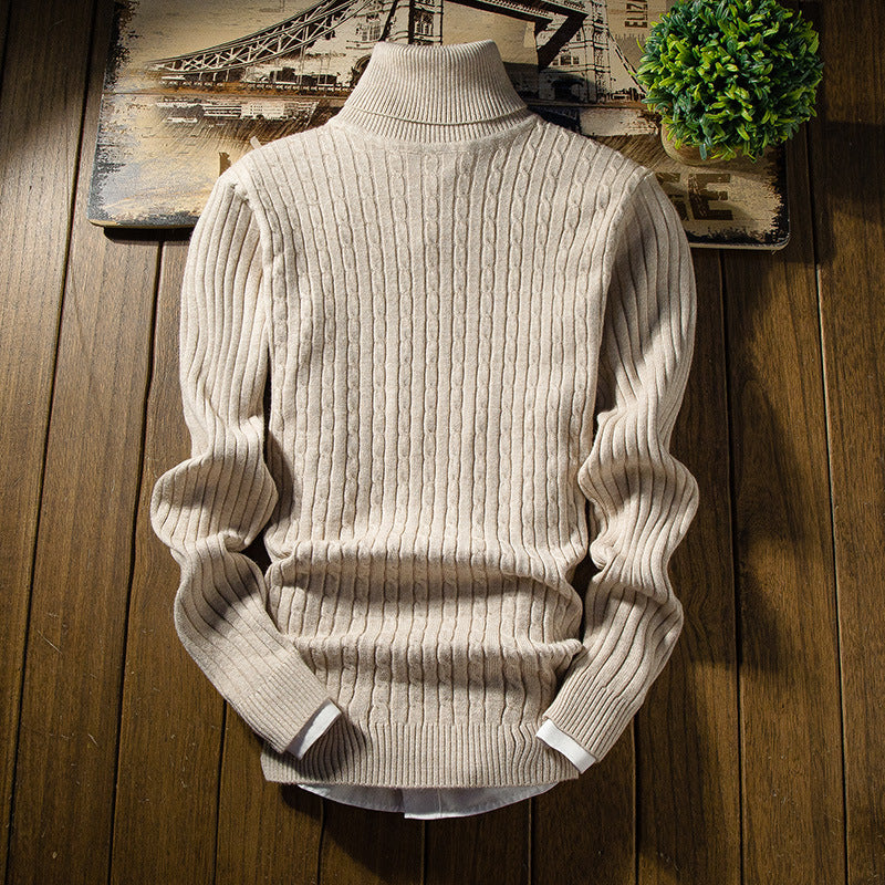 Knitted sweater for men with high collar and textured design Lune London