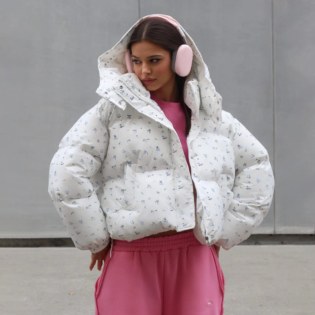 Women's winter jacket with floral patterns and voluminous sleeves Lune London