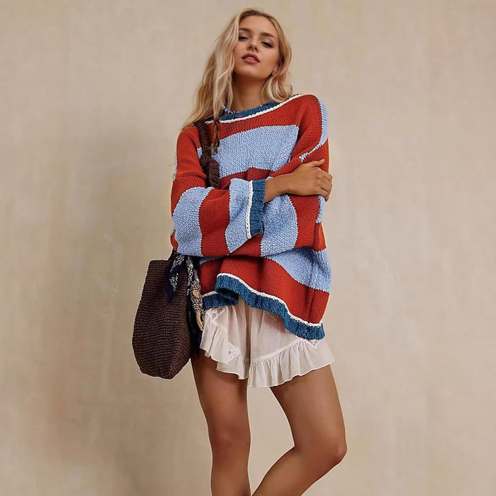 Chunky knit pullover for women with soft round neck Lune London