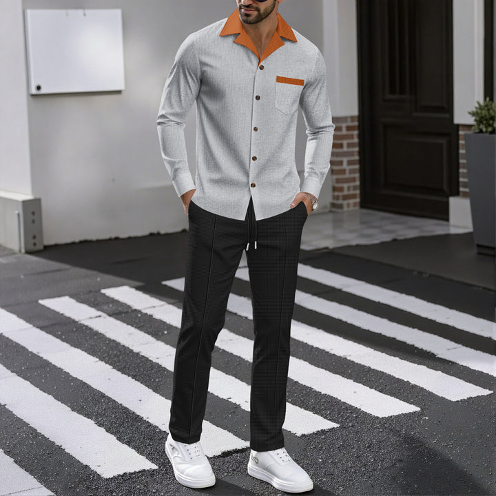 Luxury shirt for men with structured design featuring a contrast collar and practical chest pocket Lune London