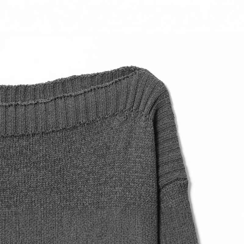 Casual knit sweater for women with drop shoulders and wide ribbed hem Lune London