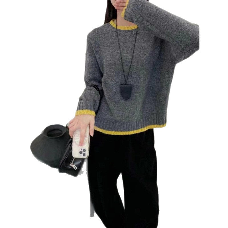 Women's Soft Knit Sweater with Contrasting Cuffs Chic & Stil