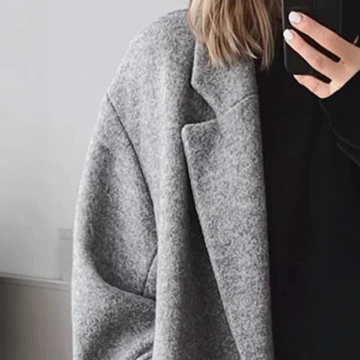 Ladies Oversized Wool Coat with Classic Lapels Lune London
