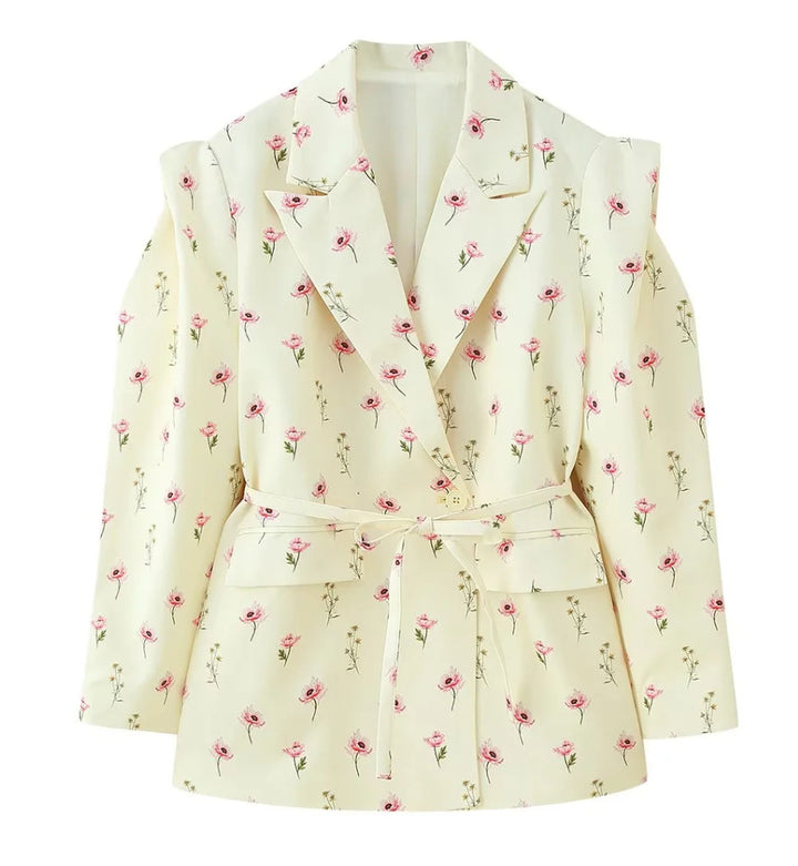Veste blazer élégante pour femmes avec coupe ajustée et ceinture à nouer Chic & Stil