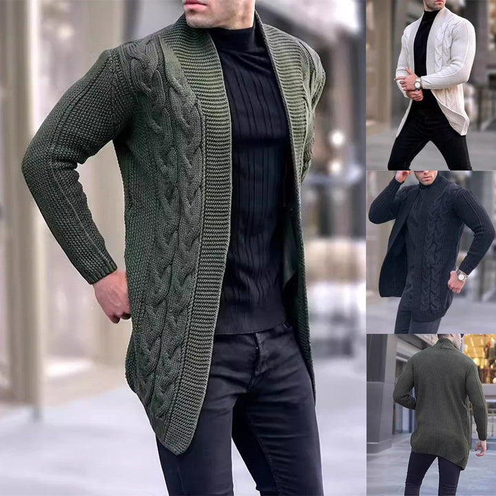 Chunky knit cardigan for men with trendy braided pattern and relaxed fit Lune London