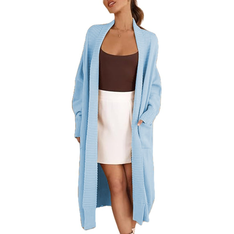 Femmes Long Cardigan Tricoté avec Motif Texturé et Poches Pratiques Chic & Stil