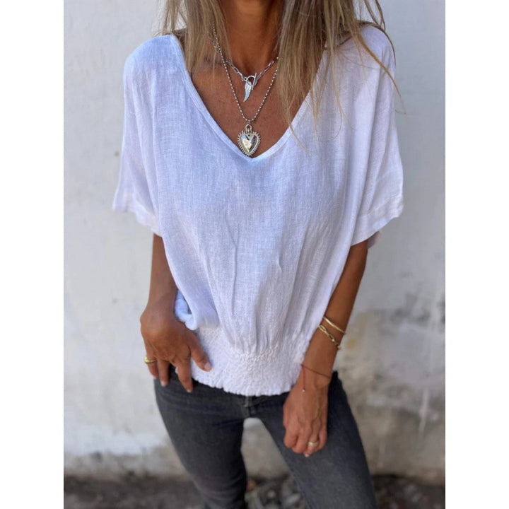 Lady casual top with elastic hem Lune London