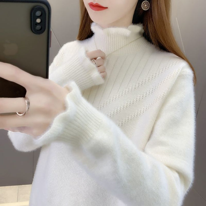 Pull turtleneck confortable pour femme avec design texturé Chic & Stil
