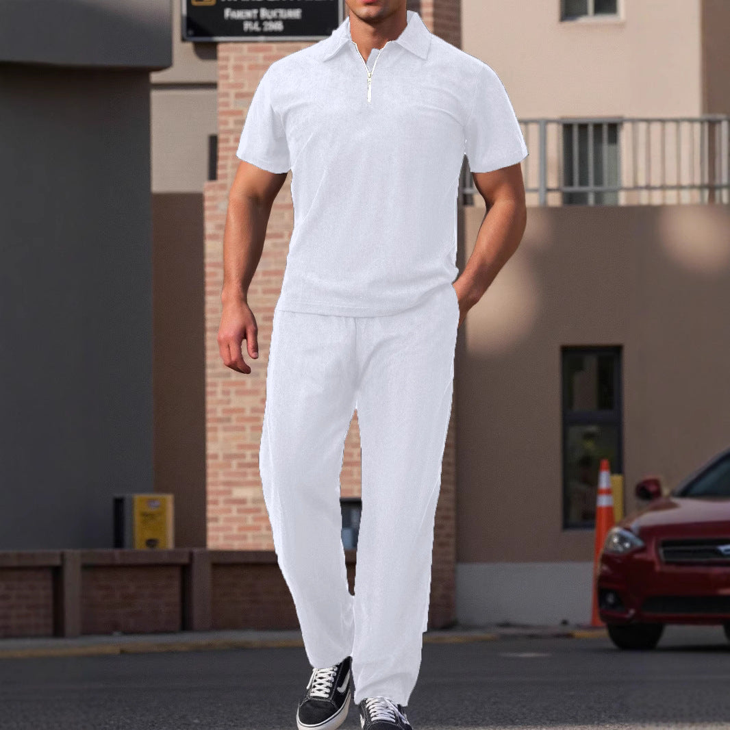 Men's modern leisure set with high-quality short-sleeve polo and comfortable jogger pants Lune London