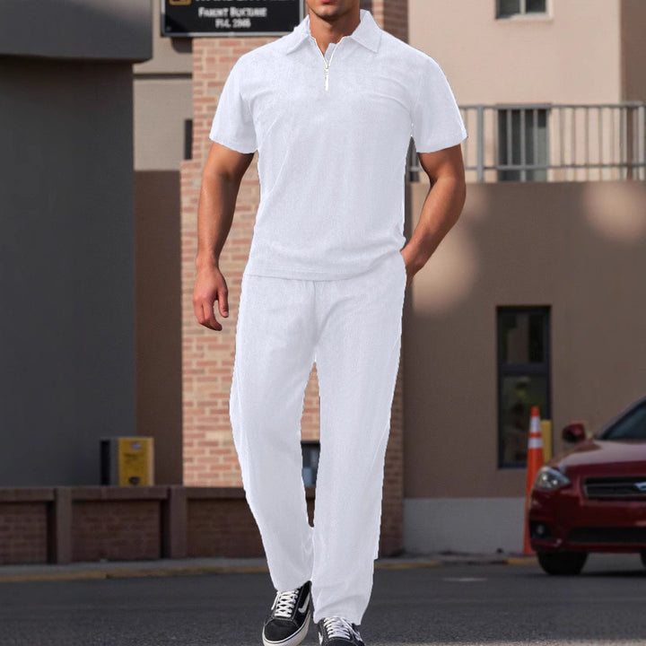 Men's modern leisure set with high-quality short-sleeve polo and comfortable jogger pants Lune London