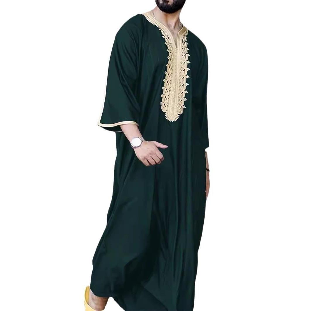 Men's traditional kaftan with artistic embroidery details Lune London