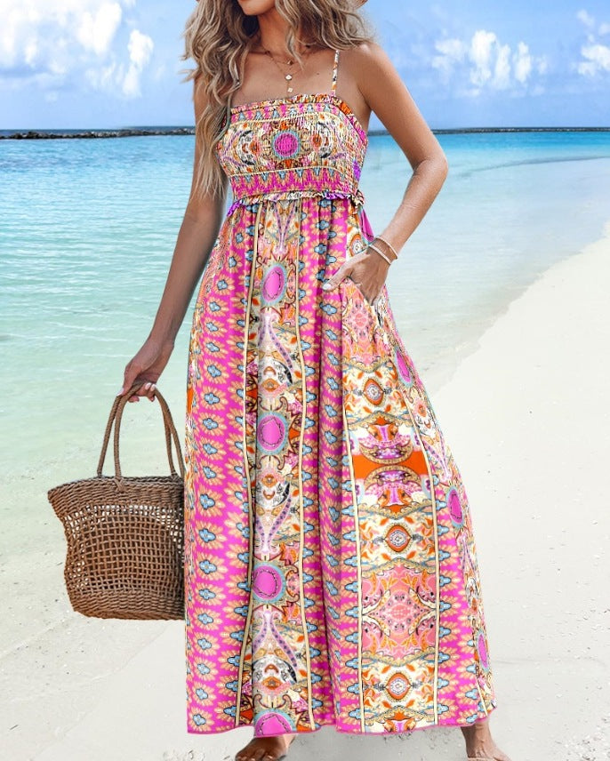Boho maxi dress for women with adjustable straps Lune London