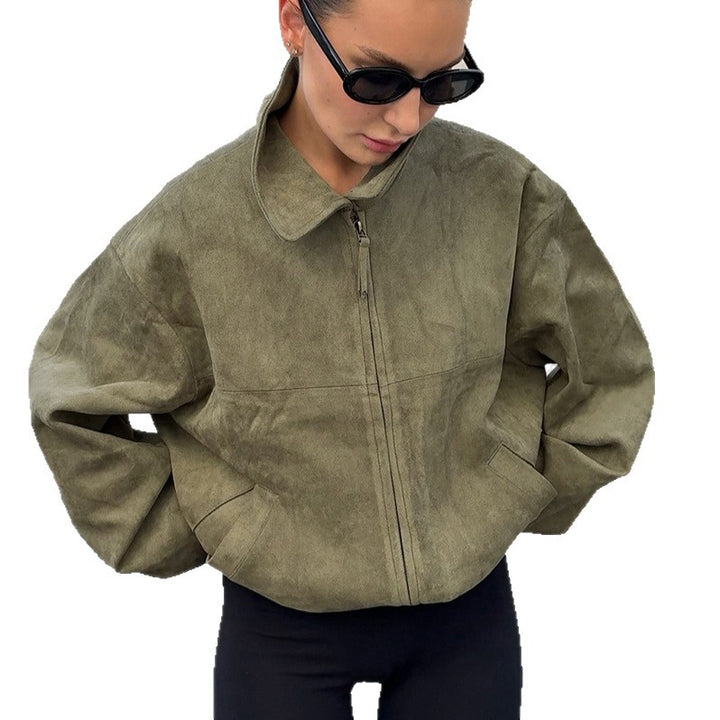 Casual oversized jacket for women in soft suede imitation Lune London