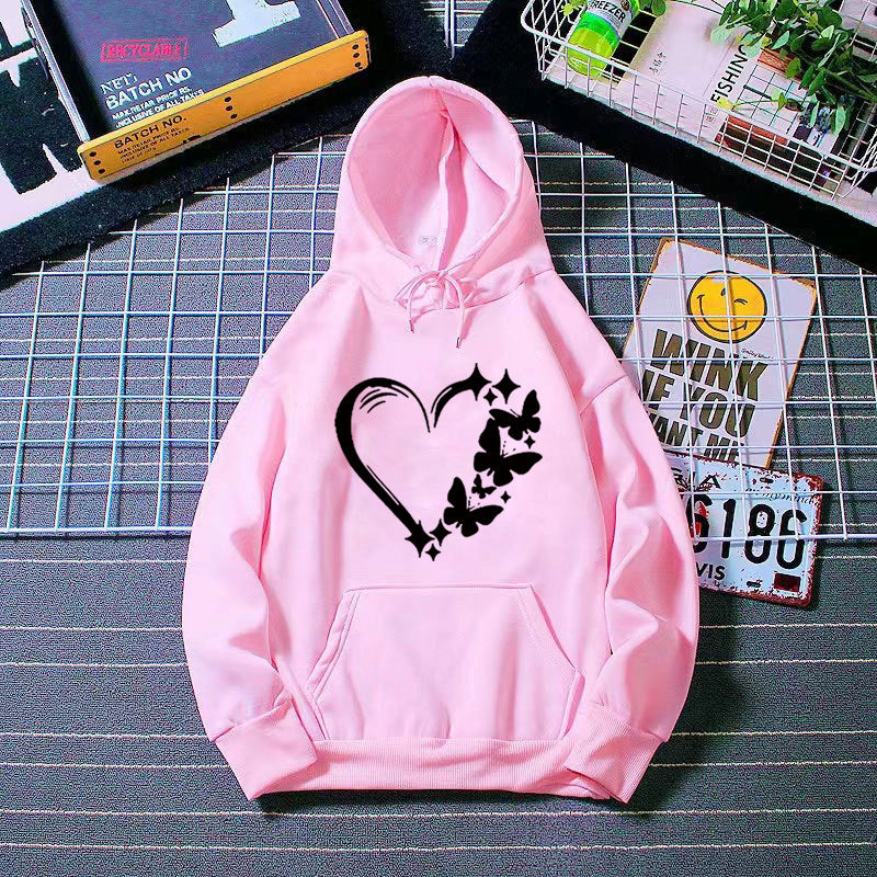 Women's hoodie with creative heart and butterfly design Chic & Stil