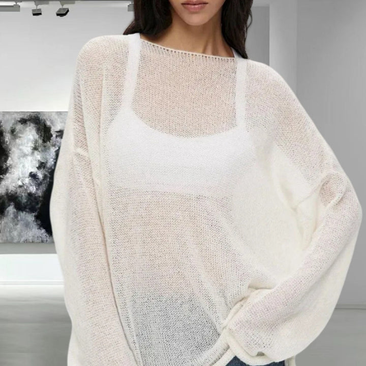 Ladies Loose Fit Knitted Top with Long Sleeves Lune London