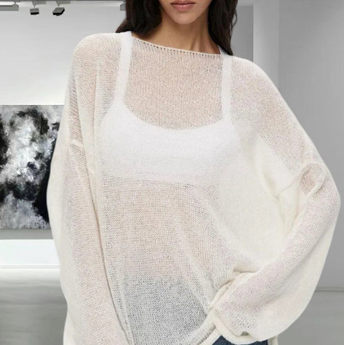 Ladies Loose Fit Knitted Top with Long Sleeves Lune London