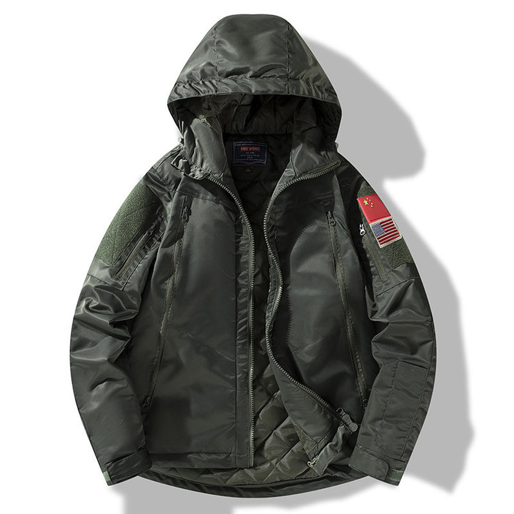 Insulated jacket for men with adjustable hood and functional pockets Lune London