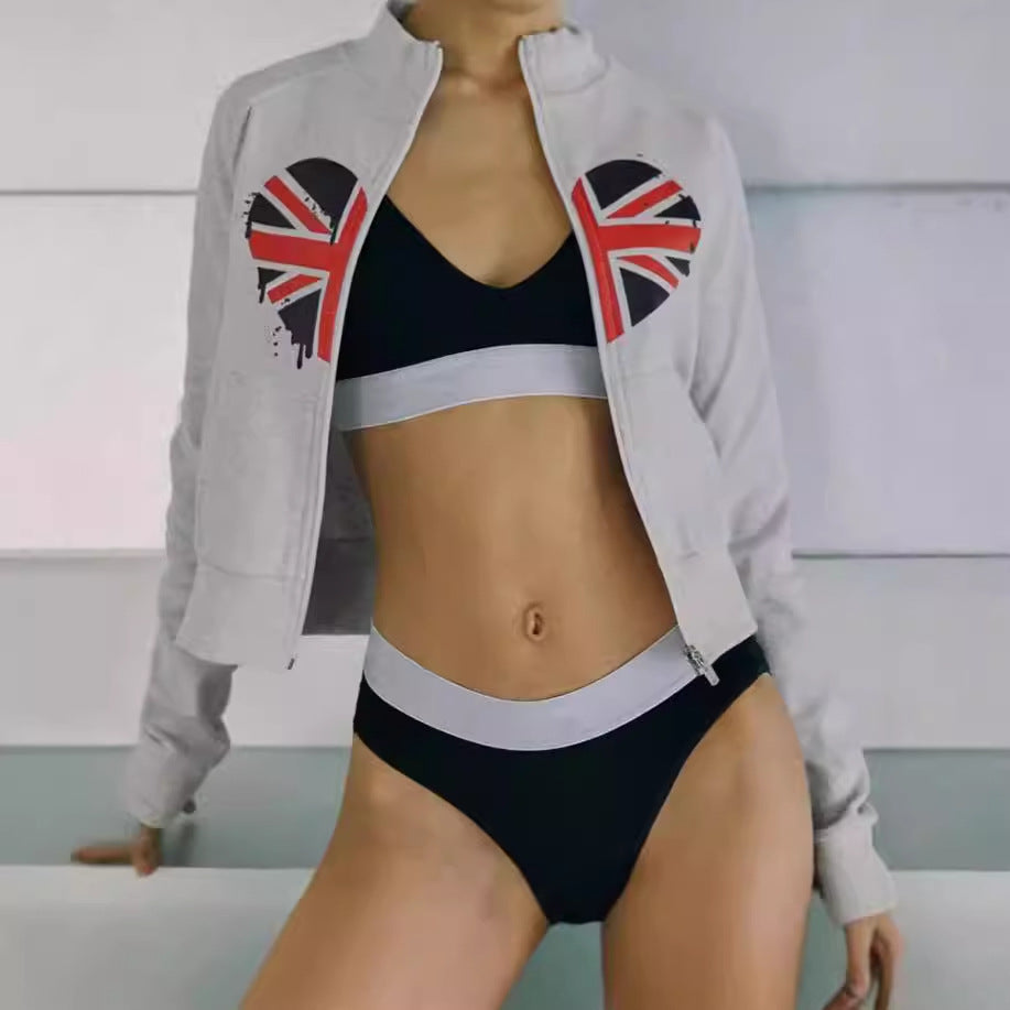 Hooded jacket for women with creative design and trendy Union Jack print Lune London